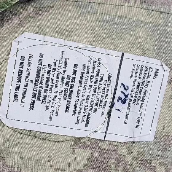 US Navy Army Camo " Brown" Working Uniform Type lll Jacket Men's L Long Mock - Picture 8 of 11